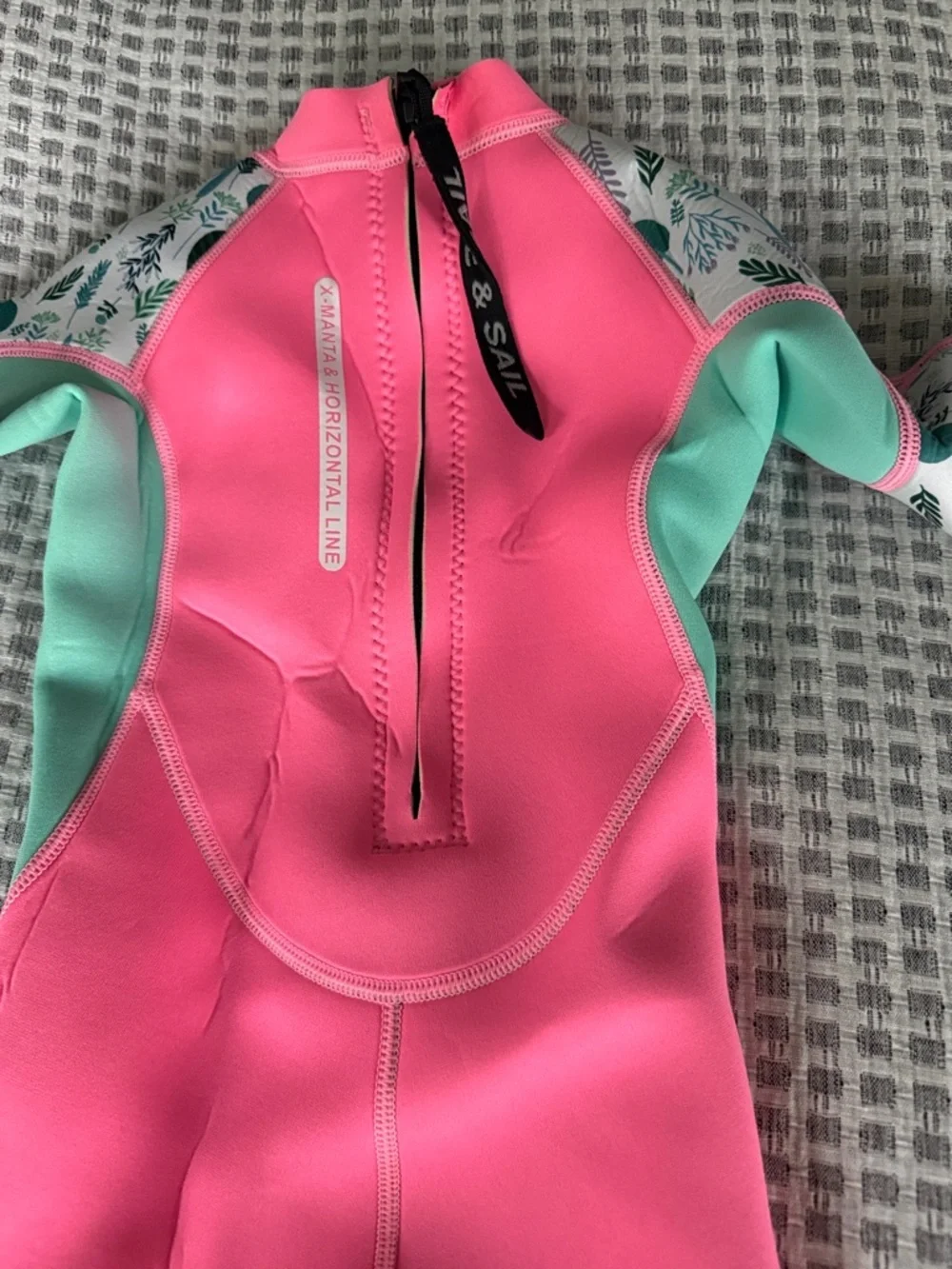 Girls Pink & Mint Seashell Wetsuit - Shell Logo